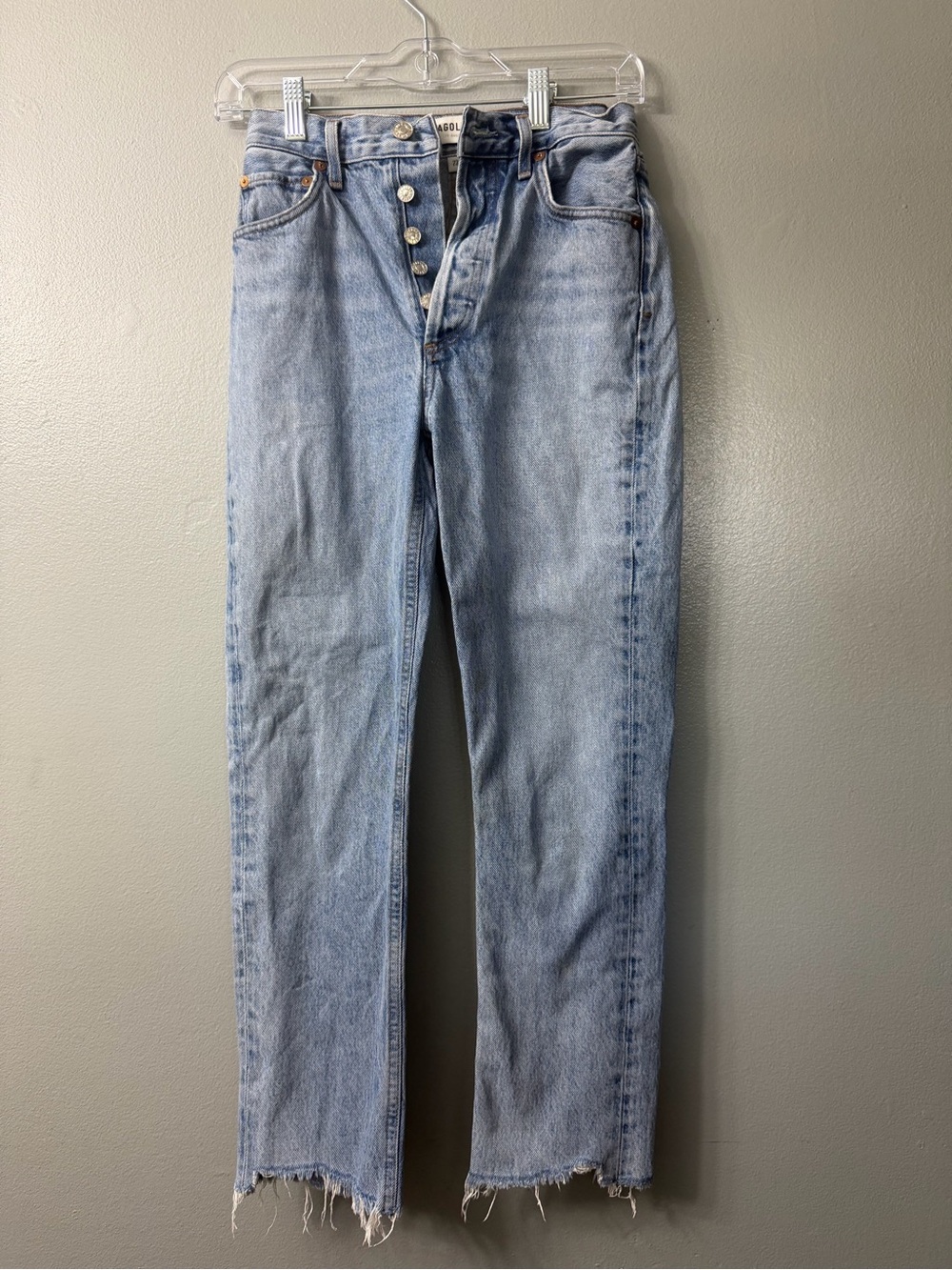 Agolde Riley High-Rise Button-Fly raw hem Jeans 23